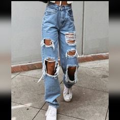 Boutique Boyfriend Jeans. Inseam Runs 34-36. - Visit our link for a shopping spree at no cost  💕 summer outfits prom hairstyles spring nails 2023 summer nails festival outfits pretty braided hairstyles spring dinner ideas Celana Fashion, Ripped Jeans Women, Moda Denim, Jean Large, Moda Jeans, Boyfriend Jean, Loose Fit Jeans, Destroyed Jeans, Loose Jeans