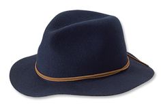 Our packable wool felt hat protects the wearer from both sun and rain. Adjustable Waterproof Sun Hat For Travel, Curved Brim Hats For Fall Outdoor Activities, Fall Hats With Curved Brim For Outdoor Activities, Western Travel Hats With Upf 50+, Navy Brimmed Hat For Outdoor, Wide Brim Hats For Outdoor Activities In Fall, Casual Waterproof Hats For Travel, Waterproof Brimmed Hat For Camping, Waterproof Wide Brim Sun Hat For Travel