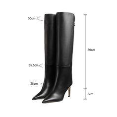 Introducing the LuxeLeather High Heel Long Boots, a symbol of elegance and sophistication. Crafted with precision, these boots feature a sleek heel type and high-quality PU material for durability and a luxurious feel. With a knee-high boot height and timeless solid pattern, these boots exude confidence and grace. Slip into these boots effortlessly and elevate your style game today. Classic High Heel Platform Boots For Work, Formal Platform Boots With Pointed Toe For Fall, Pointed Toe Platform Boots For Formal Fall Events, Pointed Toe Platform Boots For Formal Fall Occasions, Classic Platform Boots For Formal Fall Occasions, Luxury Winter Formal Platform Boots, Luxury Formal Winter Platform Boots, Classic Formal Platform Boots For Fall, Elegant Formal Platform Boots With Round Toe