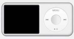 an apple ipod is shown with the menu button open and it's screen turned on