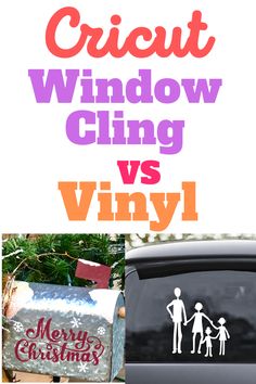 the words circuit window cling vs vinyl are shown in two different colors and font