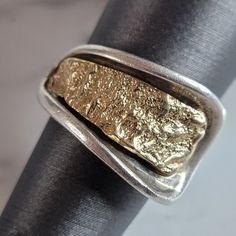 A Womens Vintage Estate Sterling Silver And 14k Gold Modernist Ring That Weighs 7.1g, And Is A Size 4.25. The Width Of The Ring Is 1/2". Ring Is Etched Inside "14k Sterling, Jg". Any Questions Please Do Not Hesitate To Ask. Be Sure To Check Out Some Of Our Other Great Pieces Of Jewelry For Sale. Thank You. Modernist Ring, Unusual Rings, Jewelry For Sale, Unusual Jewelry, Womens Jewelry Rings, Silver Gold, Size 4, Thank You, Women Jewelry