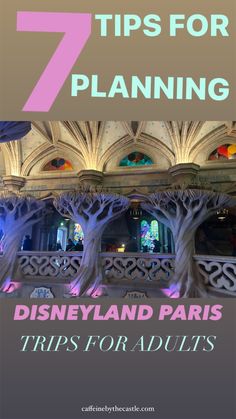 the top 7 tips for planning disneyland paris trips for adults with text overlay that reads seven tips for planning disney land parks