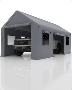 PRICES MAY VARY. [Large Space] The size of 13'x20' makes it larger than most carports in the market; Perfect for parking full-size pickup truck, SUV, motorboat, and compact travel trailers [Built to Last] Robust construction with 1.0mm thick reinforced leg poles and 1.2mm thick connectors; 180 Gsm PE tarps providing extra strength for top cover [max snow load of 800 lb] [Ultimate Utility] Roof height 11', door height 7.2', door opening distance 13'; Perfect to park full-size pickup, bass boat, o Gray Patio, Garage Solutions, Carport Canopy, Full Size Pickup Truck, Portable Garage, Metal Carports, Car Canopy, Outdoor Shelters, Steel Canopy