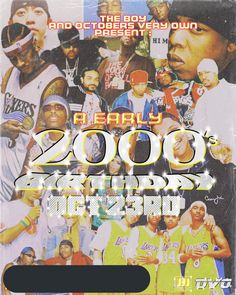 an advertisement for 2000's hip - hops in japan, featuring various men and women