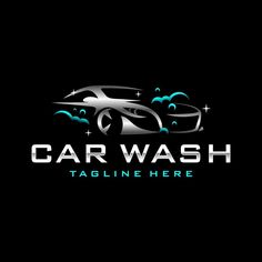 car wash logo design on black background