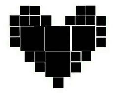 a black and white heart made out of squares