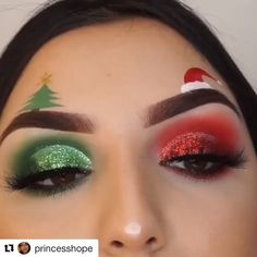 Christmas Eyeshadow, Halloween Make-up Looks, Make Up Designs, Drag Make-up, Christmas Makeup Look