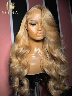 32 34inches 13x4 13x6 Body Wave Transparent Lace Front Human Hair Wig 27# Honey Blonde Colored HD Blonde Lace Front Wigs Black Women, Honey Blonde Wig Black Women, Toned Blonde Wig, Blonde Frontal Wig, Honey Blonde Wig, 27 Honey Blonde, Hairstyle Tips, Frontal Wig Hairstyles, Wig Straight