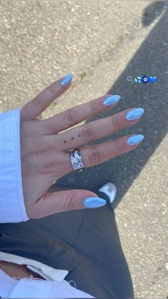 Blue Chrome Nails, Blue Gel Nails, Blue Acrylic Nails, Nails Aesthetic, Basic Nails, Blue Nail, Funky Nails, Chic Nails