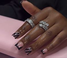 Nails Inspo Black, French Tips Black, Nails Black French, Overlay Nails, Acrylic Nails Nude, Black French Tips, Hard Nails, Girly Acrylic Nails, Cute Acrylic Nail Designs