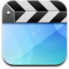 an app icon with a movie clapper in the center and water droplets on it