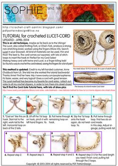 the instructions for how to make a crocheted lace cord