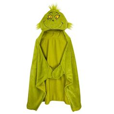 Get in the holiday spirit (…or don’t) with this fun hooded throw! At 30” x 50”, this is the perfect size for snuggling up with--then throw on the hood and become the iconic Grinch character from the Dr. Seuss holiday classic. This fun character accent adds imagination and value to this fun and super soft hooded throw. Grinch Characters, Grinch Stuff, The Grinch Christmas, Grinch Party, Holiday Blankets, Cute Blankets, Grinch Stole Christmas, Baby Boy Blankets, Grinch Christmas