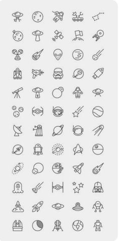 the icons are drawn in black and white