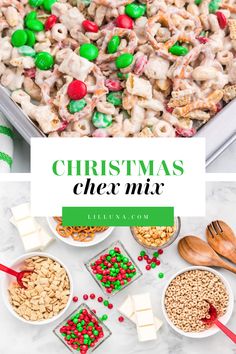 christmas cheer mix in bowls with candy and marshmallows