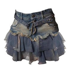 Y2K Aesthetic Denim Ruffled Skirt - Boogzel Clothing Blue Mini Skirt Outfit Summer, Streetwear Fashion Baggy, American Streetwear, E Girl Clothes, Jeans Custom, Mini Skirt Summer, Oc Board, Short Jean Skirt, Body Skirt