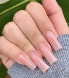 Plain Natural Acrylic Nails, Medium Long Nails Square Pink, Medium Square Acrylic Nails Solid Color, Pink Natural Nails Acrylic, Long Straight Nails, Long Basic Nails, Nude Gel X Nails, Simple Medium Acrylic Nails