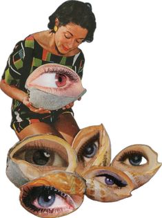 an image of a woman with her eyes open and the eyeballs in front of her