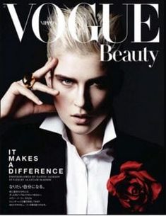 a woman with blond hair is featured on the cover of a magazine, wearing a black jacket and white shirt