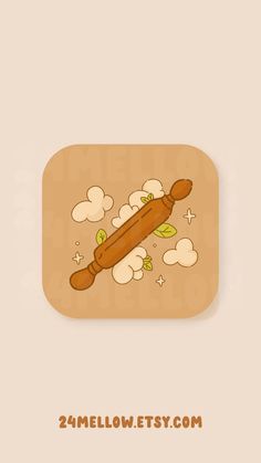 an app icon with a hot dog on it's side and clouds in the background