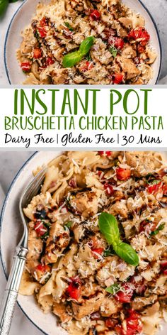 an image of instant pot pasta with chicken and spinach