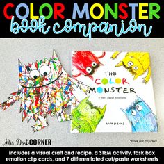 the color monster book companion is shown with an image of two monsters and one fish