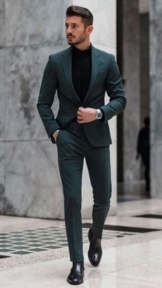 Green Suit Men, Stylish Mens Suits, Mens Business Casual Outfits, Herren Style, Suit Ideas, Formal Men Outfit, Wedding Outfit Men, Mens Fashion Blazer