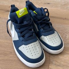 Never Worn. No Box Blue, Gray And White Navy Non-slip Low-top Sneakers, Nike Blue Non-slip Sneakers, Nike Non-slip Blue Sneakers, Navy Sporty Non-slip Sneakers, Sporty Navy Non-slip Sneakers, Kids Nike, Shoes Nike, Blue Gray, Gray White