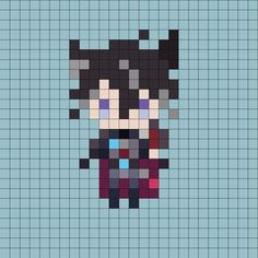 a pixellated image of a woman with horns