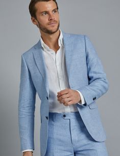 Men Linen Suits, Mens Linen Suit, Linen Pants Suit, Mens Fashion Suits Casual, Light Blue Suit, Blue Suit Men, Italian Suit