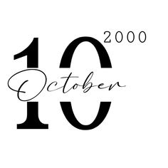 the 10 october logo is shown in black and white, with the number ten on it