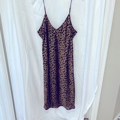 Nwt Satin Adjustable Straps Casual Brown Tiger Print Dress, Print Midi Dress, Printed Midi Dress, A New Day, New Day, Day Dresses, Black And Brown, Animal Print, Colorful Dresses