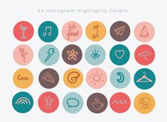 the 25 instagram highlights covers are in different colors