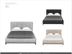 four different types of beds with pillows on them