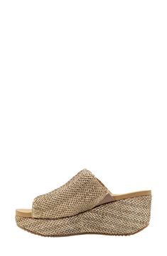 Bring on the beachy vibes in this meticulously woven platform sandal that has stretch-enhanced straps for a comfortable fit. 2 3/4" platform Water-resistant Cushioned footbed Synthetic and textile upper and lining/synthetic sole Imported Casual Woven Leather Wedge Sandals For Vacation, Summer Beach Woven Leather Wedge Sandals, Straw Platform Slip-on Sandals, Summer Beach Wedge Sandals With Woven Leather, Summer Vacation Woven Leather Wedge Sandals, Slip-on Straw Platform Sandals, Summer Synthetic Sandals With Woven Leather, Synthetic Sandals With Woven Wedge Heel, Slip-on Platform Sandals With Straw Material