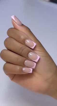 Basic Turtleneck, Pink Tip Nails, Aqua Nails, Girly Acrylic Nails, Casual Nails, Classy Acrylic Nails, Nail Tattoo