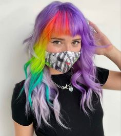 Color Block Hair, Split Dyed Hair, Vivid Hair Color, Rainbow Hair Color, Creative Hair Color, Neon Hair, Hair Color Crazy, Lavender Hair