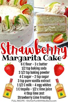 strawberry margarita cake recipe with instructions on how to make it