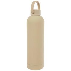 thermos bottle in beige is shown on a white background