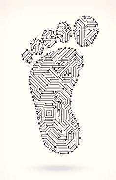 an abstract computer circuit board design with the shape of a hand and fingerprints