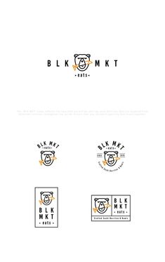 the logo for blkk mkt is shown in three different colors and shapes