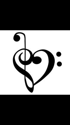 a musical note in the shape of a heart with a treble on it's end