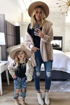 Mom And Son Matching Outfits, Mom And Daughter Matching Outfits, Mom And Son Matching, Matching Mommy Daughter Outfits, Krista Horton, Dresses Tea Length, Mother Daughter Pictures, Mom And Baby Outfits, Cozy Weather