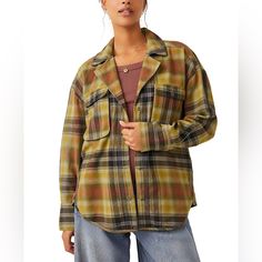 New W/O Tags We The Free By Free People Izzie Cotton Button-Front Cargo Shacket - Large The Effortless And Slouchy Fit Of The Free People Izzy Cargo Shirt, Designed To Bring Comfort And Style To Your Wardrobe. This Shirt Is Perfect For Creating Casual And Chic Outfits, Combining A Relaxed Silhouette With A Sleek Plaid Pattern. The Oversized Fit Adds An Extra Level Of Comfort, Allowing You To Move Freely And Confidently. Slouchy And Oversized Fit: The Free People Izzy Cargo Shirt For Women Featur Cargo Shirts, Checkered Shirt, Feminine Dress, Relaxed Style, Stylish Shirts, Lower Back, Cute Tops, Plaid Pattern, Plaid Shirt