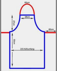 an apron is shown with measurements for the size