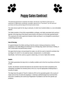 the puppy sales agreement is shown in black and white