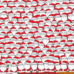 a large group of santa clauss in red hats with the words,'totobo