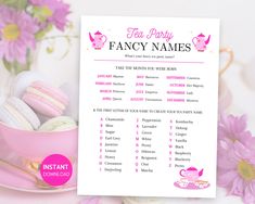 a pink tea party fancy names game