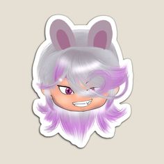 an anime character with purple hair and ears